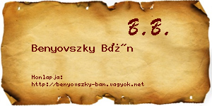 Benyovszky Bán névjegykártya